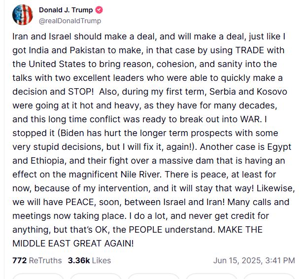 Screenshot Truth Social 15.06